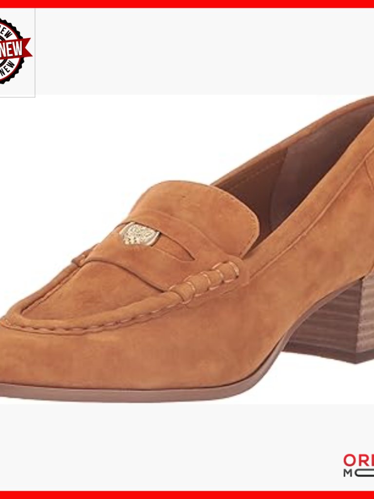 Women's Suede Block Heel Loafers, Slip-On Closure, Almond Toe